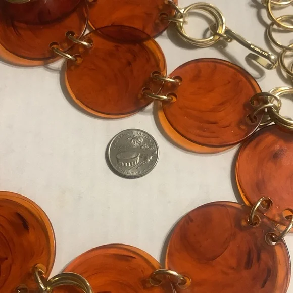 Vintage Amber Lucite Chain Link Belt signed West Germany - Picture 4 of 4